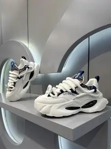 Men's Fashionable Colorblock Lace Up Low Top Sneakers, Casual Comfortable Breathable Sports Running Shoes, Male All-match Round Toe Chunky Sneakers for Daily Life, Trainer, Athletic Running Shoes