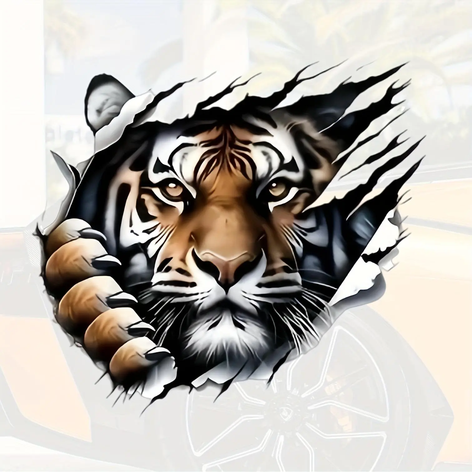 3D Tiger Pattern Car Sticker, Self Adhesive Car Bumper Sticker, Durable Vinyl Graphic Emblem, Universal Car Exterior Decoration Accessories, Car Decals, Truck Decal, Sticker For Cars