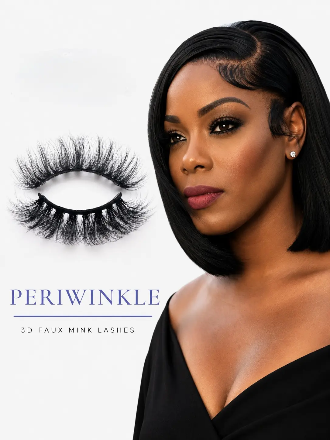 PERIWINKLE (20MM) MIDNIGHT COLLECTION  3D FAUX MINK LASHES  Pretty. Playful. Unexpected.  Periwinkle delivers soft, flirty volume with beautiful definition for a look that’s sweet with just the right amount of attitude.