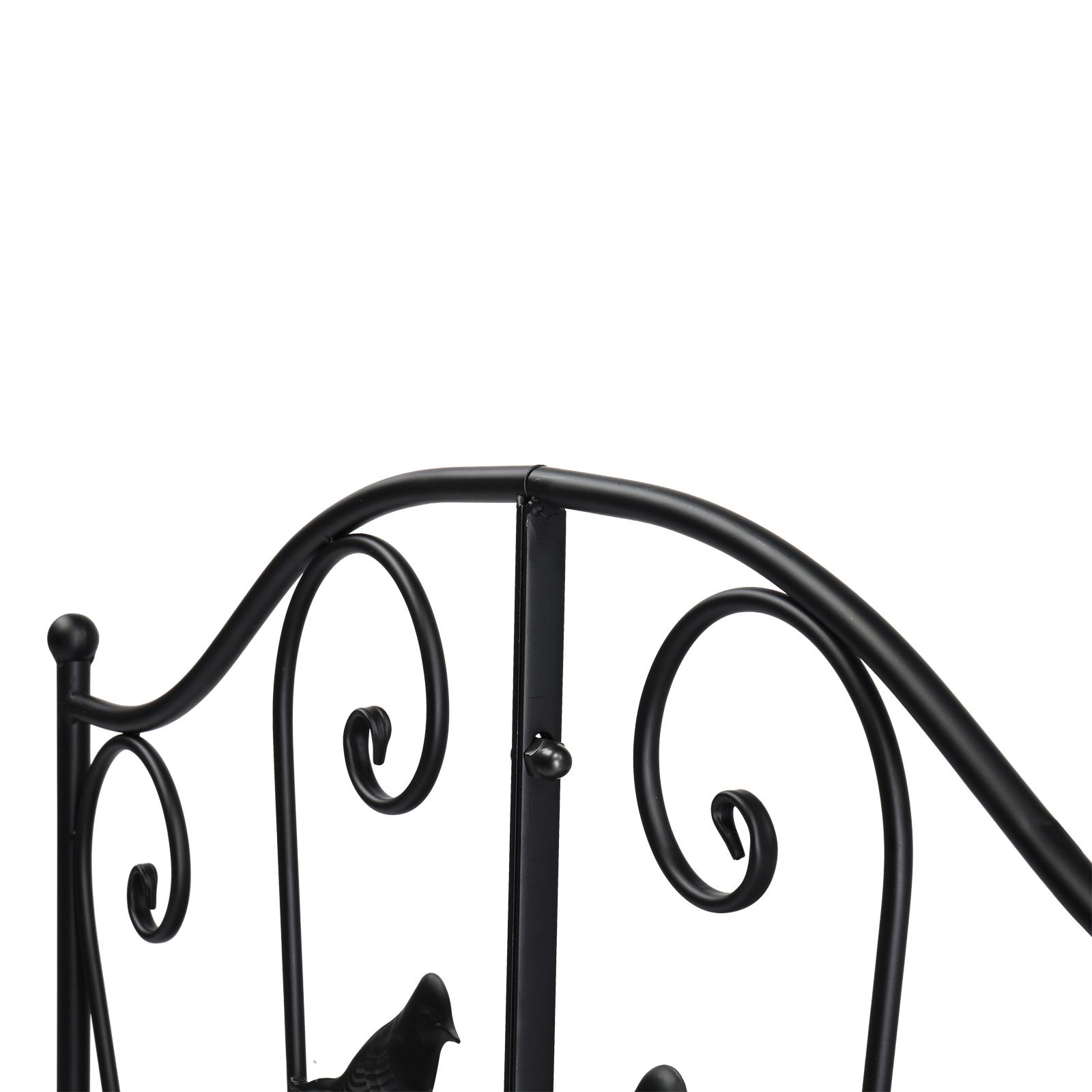 119*67*71cm Courtyard With Bird Pattern Arched Handrail Courtyard Iron Bridge Black