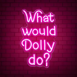 What Would Dolly Neon Sign, Pink LED Signs Neon Light, Country Retro Style Neon Wall Art, Modern Mood Lighting, USB Powered for Teen Cowgirl Bedroom Man Cave Party Aesthetic Christmas Birthday, Indoor Decorative Light