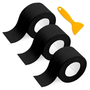 Waterproof Seal Caulk Strip Tape Self Adhesive for Sink Toilet Bathroom Wall Edge Bathtub Oil-Proof Caulking Sealing Tape 1.5" x 10.5' (W*L) 3Pcs Black
