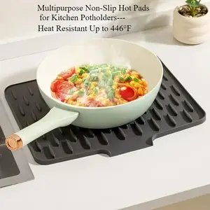 Non-Slip Silicone Kitchen Drain Mat, 15.75inch x 12.6inch, Splash-Proof and Drainage Design Drying Mat, Heat-Resistant and Easy to Clean, Suitable for Countertops, Sinks, Refrigerators, and Dishwashers, Space-Saving Design, 4 Colors