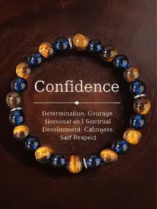 Natural Tiger Eye Amethyst Gemstone Beaded Bracelet, Healing Crystal Bracelet, Confidence Boosting Spiritual Jewelry, Unisex Chakra Balance Energy Gift, Chakra Balancing