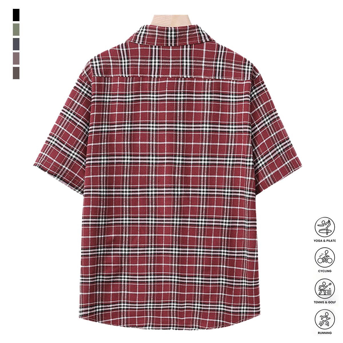 4PCS Men's Striped Casual Short Sleeve Beach Outdoor Shirt