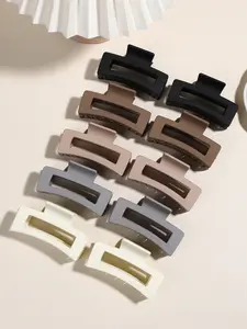 10pcs rectangular square hair grip solid color a variety of colors four seasons, ladies hair grip clip back of the head hair plate practical plastic shark clip hair accessories, suitable for a variety of hair styles, go out to Hair Claws
