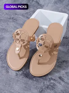 Women's Fashionable Hollow Out Design Slide Sandals, Casual Comfortable Flat Sandals for Summer, Lightweight Breathable Shoes for Daily Wear, Footwear Strap Slides, Classy Sandals, Trending Sandals