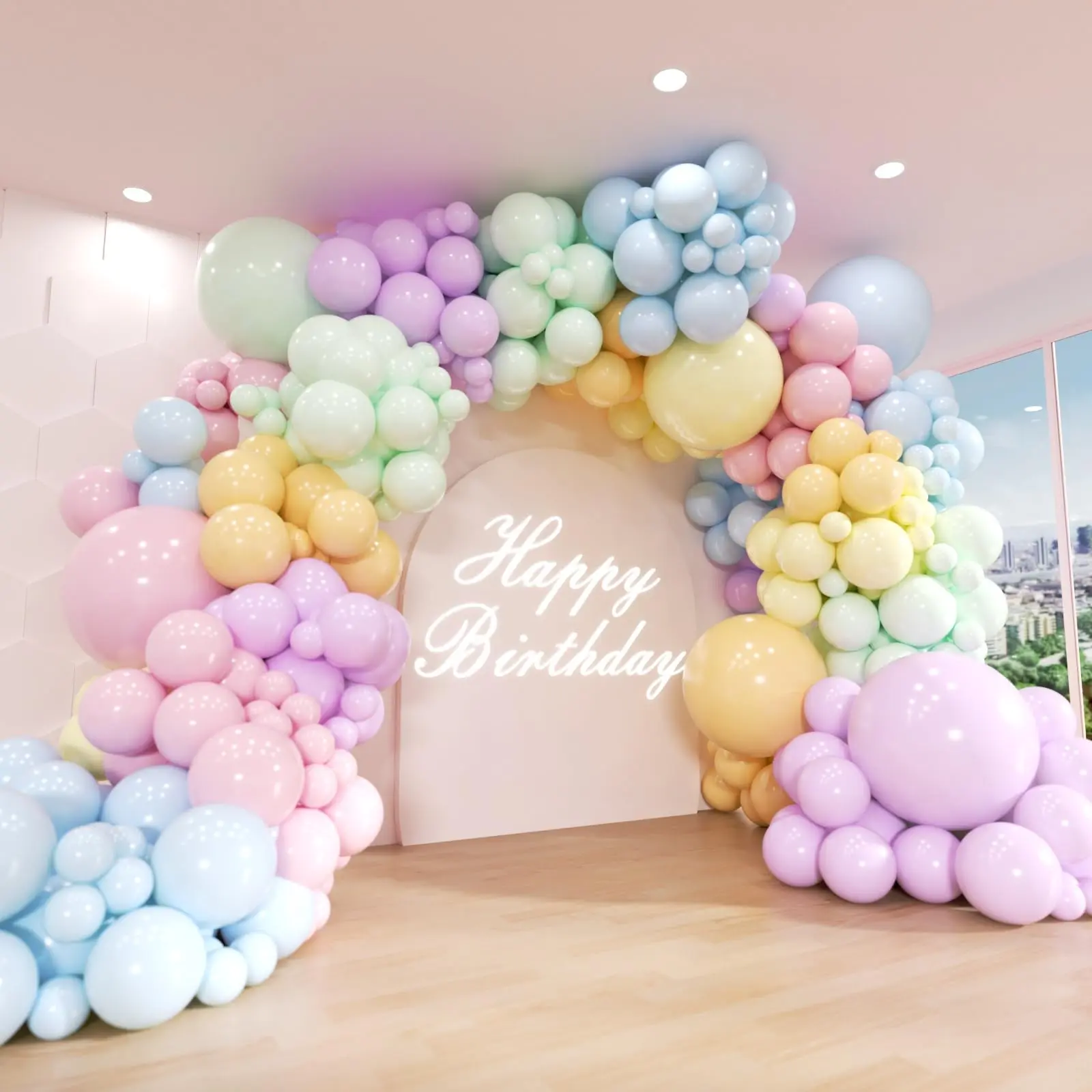 162PCS Pastel Rainbow Balloon Arch Kit - Macaron Assorted Colorful Party Decorations