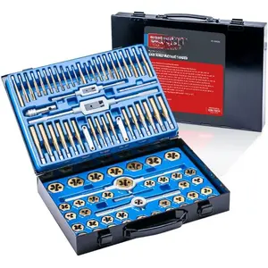 86 count Tap and  Set, SAE and Metric Standard, Large Tap and  Set with Hex Shape, Titanium Coated Tap and  Set with Storage Case, ALL-IN-ONE Tap and  Set