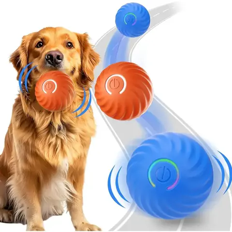 FMW Interactive Training Ball for Dogs - 2025 Newly Upgraded Plastic Durable Toy with 25s Roll Cycle, Motion-Activated Irregular Crazy Bouncing, 600mAh USB Rechargeable Geometric Cover, Indoor Use (Small/Medium Dogs, Not for Chewers)