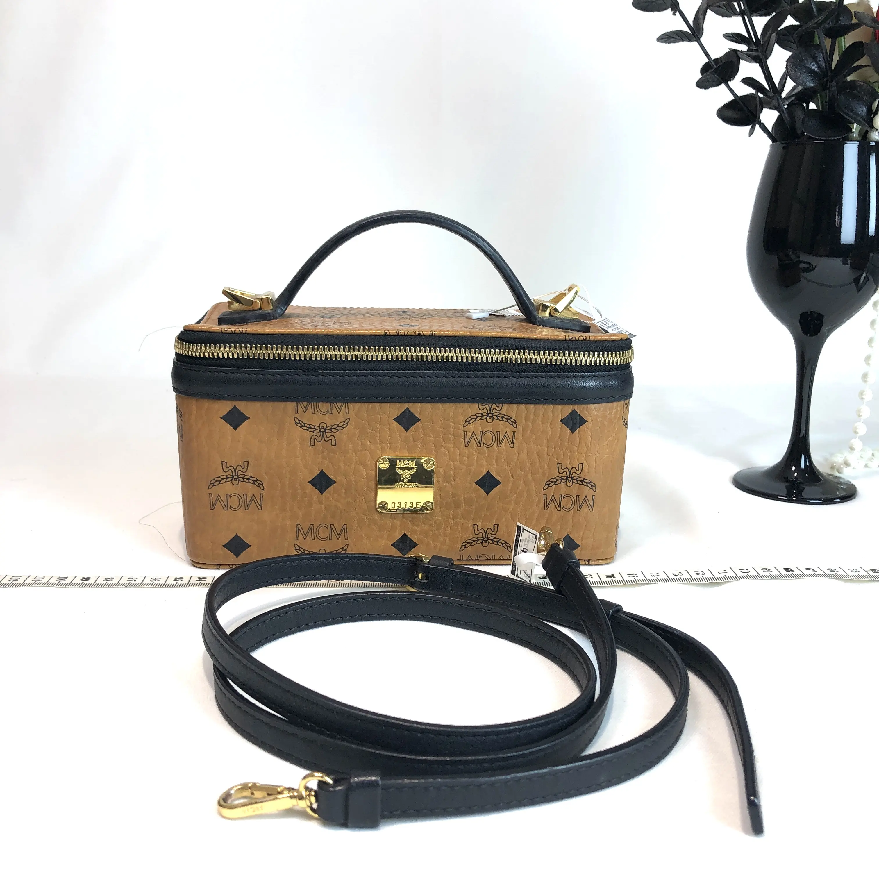 Pre-owned MCM leather Crossbody bags Visetos Mini Box Handbag With Detachable Strap 634034
