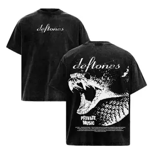Deftones Private Music Vintage Washed Tee – Heavy Cotton Double Sided Band Graphic T-Shirt, Rock Metal Streetwear Unisex Oversized Shirt
