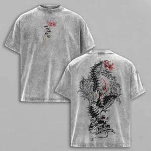 Men's Tokyo Ghoul Ken Kaneki Graphic Tee - Vintage-Washed Distressed Vintage Clothing, Oversized Casual Loose Fit, Heavyweight Pure Cotton, Anime Theme Streetwear, Men's Clothing Casual Top
