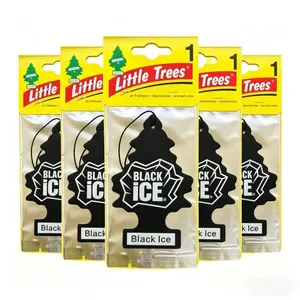 5PCS，LITTLETREES Black Ice Scent Car Air Freshener - Hanging Tree-Shaped Fragrance for Vehicle & Home Car Aromatherapy