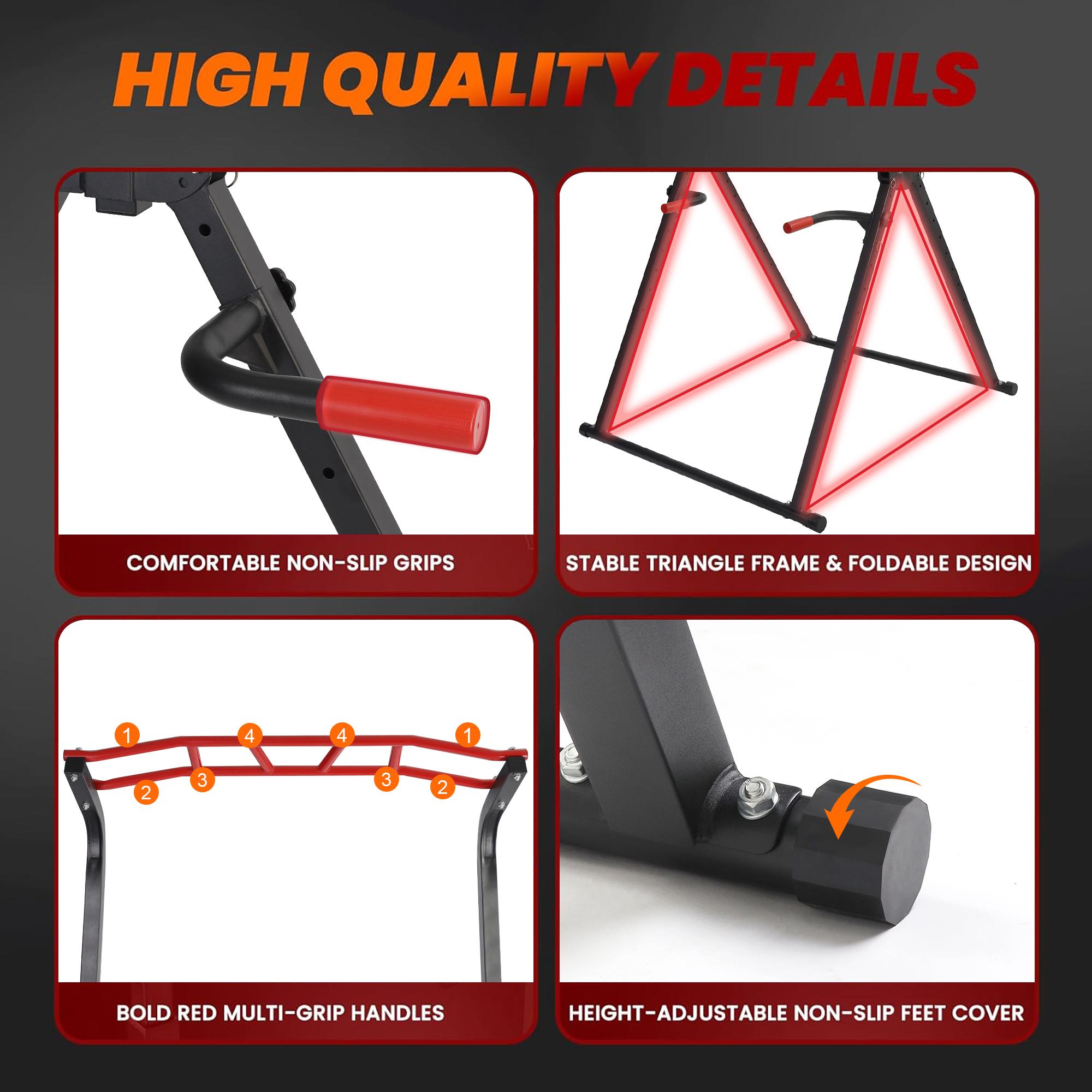 Multi-Function Foldable Pull Up Station Free Standing Dip Bar, Adjustable Height Power Tower, Heavy Duty Home Gym Strength Training Fitness Equipment