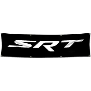 Flag Compatible with SRT Flag Banner Hellcat Car Banner Flag Decor Motor Racing 2x8ft Banner for Garage Man Cave Dorm Room Hanging Lightweight