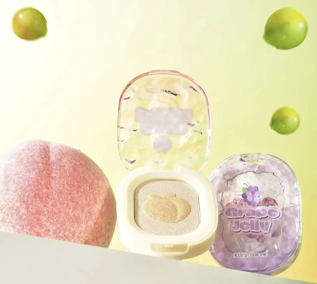 KEVIN&COCO Playful Fruit Fiesta Mica-Based Highlighter Stick Cosmetic - 1.4 oz Cream, Easy Application, Subtle Glow, Single Item (Peach, Grape Shades)