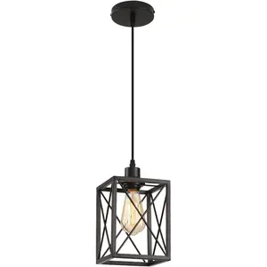 Black Pendant Lighting Modern Pendant Light, Adjustable Pendant Light Fixture,Pendant Lights Kitchen IslandLight (1 Pack Square Pendant Light)