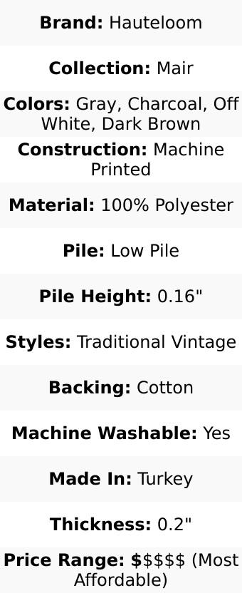 Rust Mair Traditional Washable Area Rug - Clearance