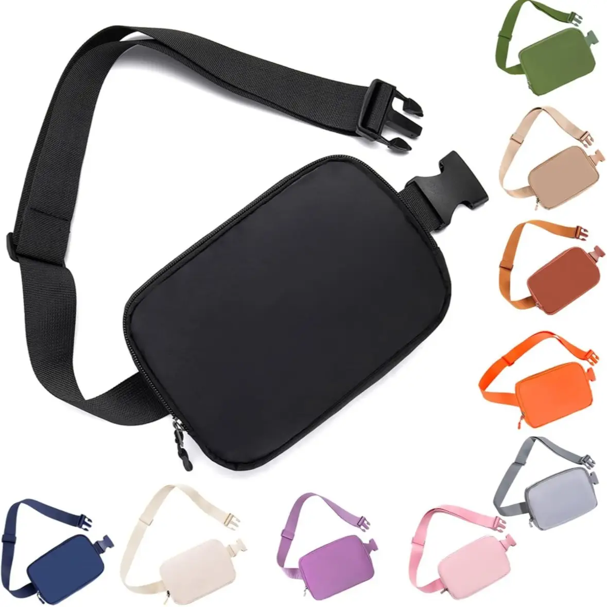Belt Bag Trendy Stylish Fanny Pack for Women, Luxurious Belt Bag Bum Bag Crossbody Bag Multi-Functional for Workout Gym Running Daily Use, Simple Soli