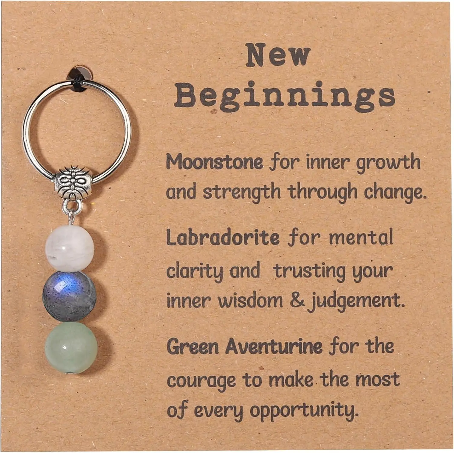 Natural Crystals Keychain Gift for New Beginnings, Small Healing Stones Keychain for Anxiety Relief. Healing Crystals