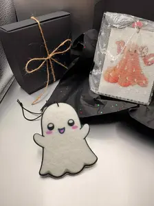 Luxury Halloween Car Air Freshener – Cute Kawaii Ghost – Premium Autumn Scents & Gift-Ready Box