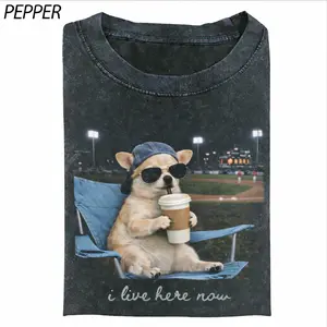 I Live Here Now Dog Shirt, Funny Chill Puppy Meme Tee, Cozy Stadium Vibes T-Shirt, Introvert Humor Animal Shirt, Relaxed Lifestyle Graphic Tee, Cute Coffee Dog Outfit Womenswear Top