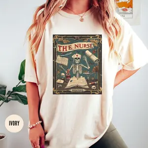 Spooky Nurse Tarot Card T-shirt, Funny Skeleton Nurse Halloween Shirt, Nurse Graduate Gift,Fall Nurse Tshirt, Nursing School Graduation Gift