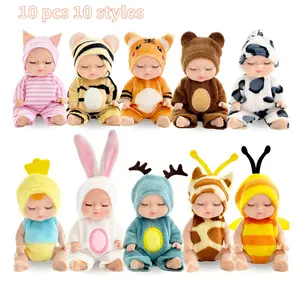[High Quality Version] Classic Doll Set 10 Pcs Mini Girl Dolls| 4 Inch Cute Dolls with Animal Accessories| Dress Up Dolls Playset| Perfect Gift Box for Easter, Birthday for Girls
