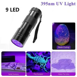 1-Pack Resin Curing Light with UV Flashlight, 9led Mini Battery-Operated Urine Stain Detection, Portable Tool for Home Use