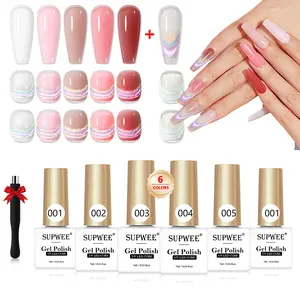 Rainbow Cat Eye Gel Nail Set – Nude Jelly Magnetic Effect | DIY Glitter Nail Art