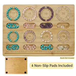 1PC Bracelet Sizing Bead Board with CM Size Markings, Jewelry Making Layout Board for DIY Bracelet Design, Beading Measurement Tray with Non-Slip Base, Includes 4 Non-Slip Pads