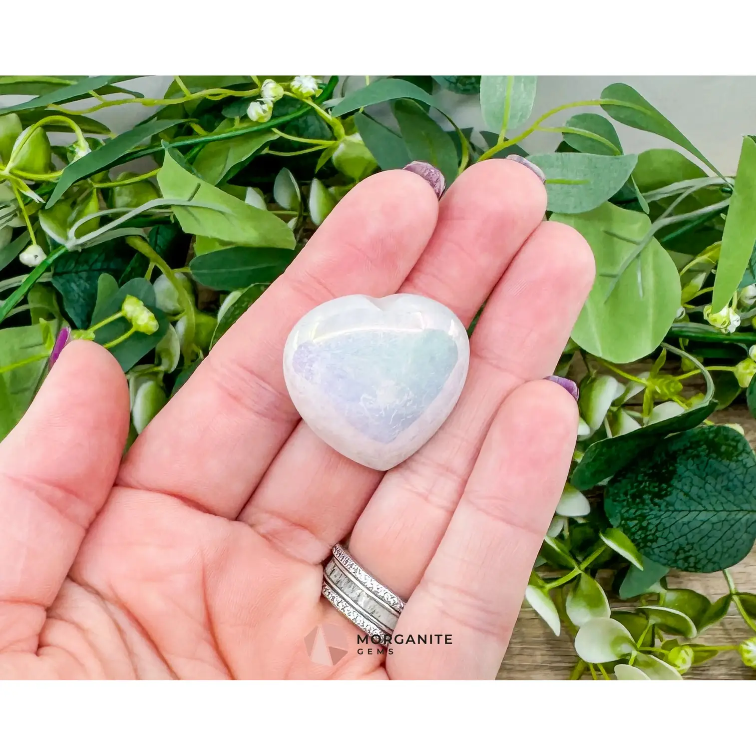 Aqua Aura Quartz Heart – 30mm Hand-Polished Crystal for Healing & Energy