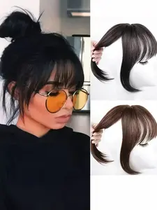 Women's Daily Wear Synthetic Hairpiece, Invisible Mono Top Piece, Straight Bangs Cover Hair, Suitable for Women's Everyday Use, Hair Topper Clip