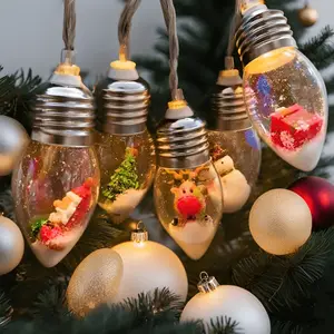 VANQUISH EMPORIUM Christmas Snow Ornament LED String Lights, Xmas Tree, Fairy Curtain Garland Lights for Holiday Decor, 6.6 ft, 10 Bulbs