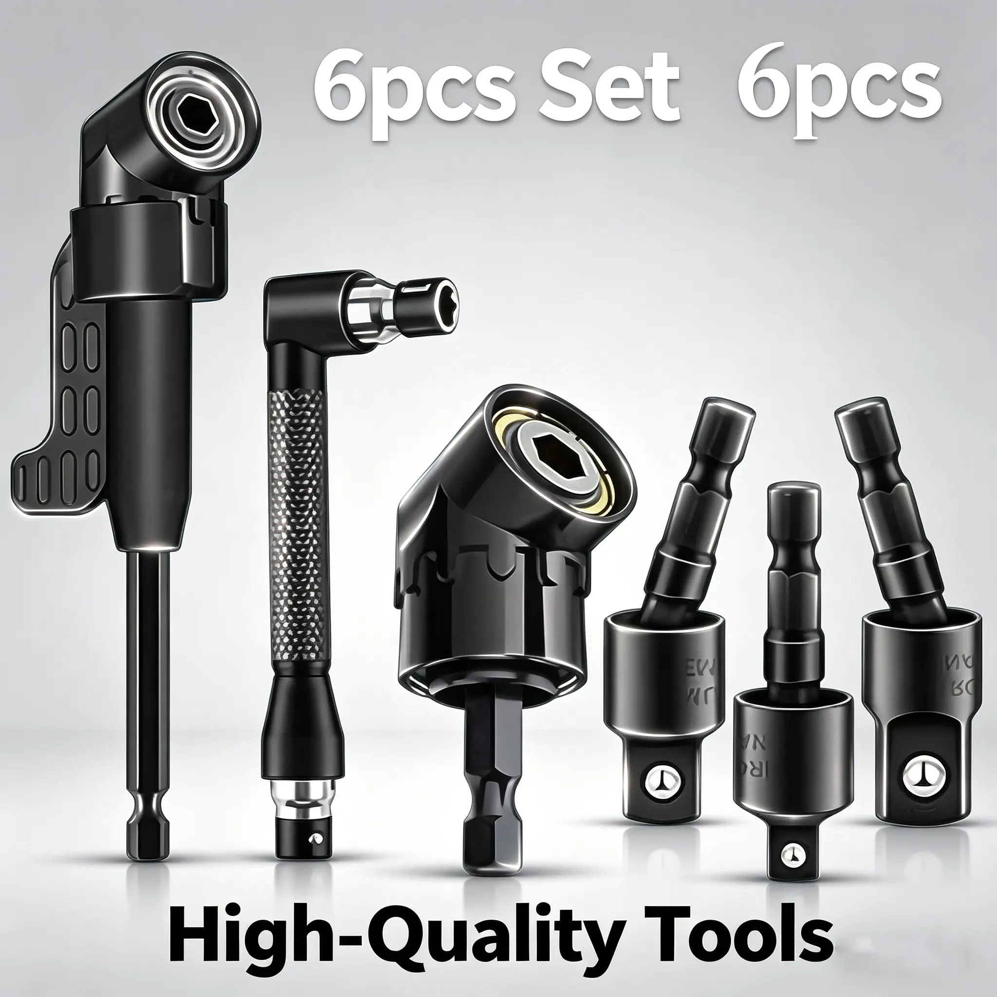 Flexible Drill Bit Extension Kit, 6pcs Multi-Function Drill Accessories, Bendable Extension Rod, Rotatable Socket Adapter, 90° 105° Right Angle Bits