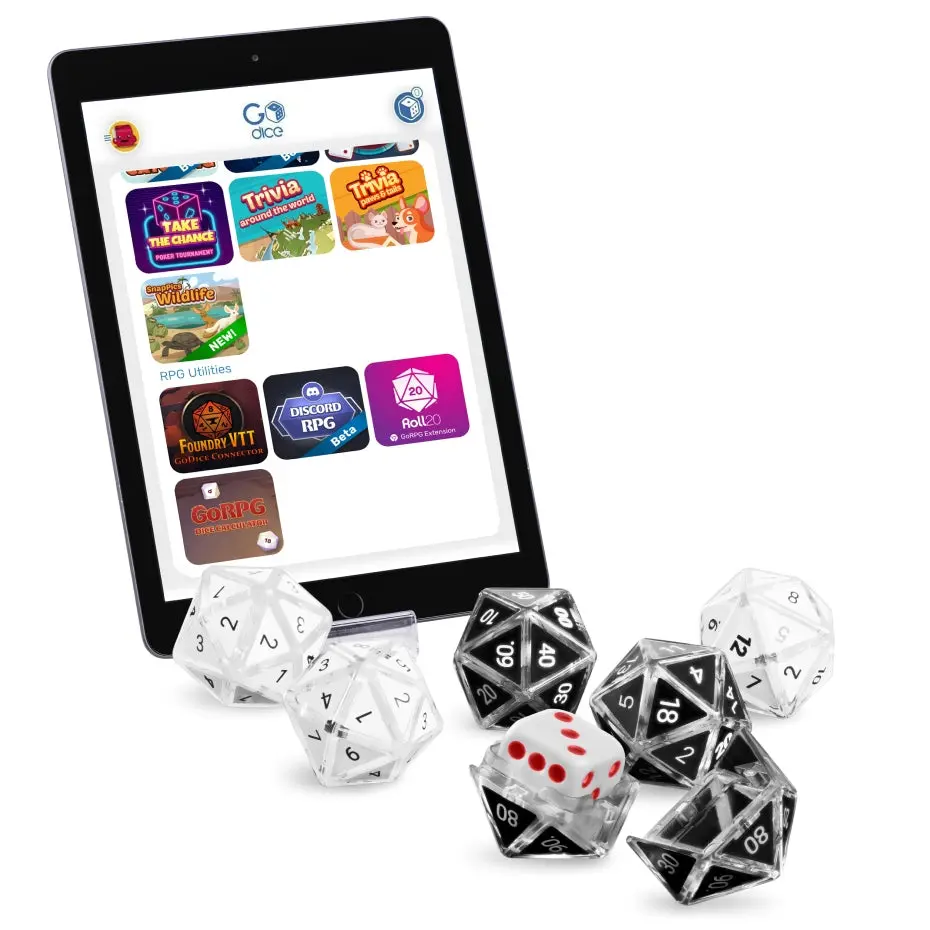 GoDice RPG Bundle – Smart Bluetooth Connected RPG Dice Set with Polyhedral Shells for D&D, Roll20 & Foundry VTT