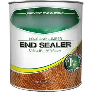 Log & Lumber end Grain Sealer - Prevents up to 90% of end Checks (Drying Splits)  Cut Ends of  & Decks. Green  Sealer for Turning Blanks & Bowls. (1 Quart)