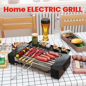 TMWINGS 2-in-1 Electric Grill & Hot Dog Machine, Indoor Smokeless BBQ Grill with Non-Stick Griddle, Perfect for Family Cooking & Home Parties
