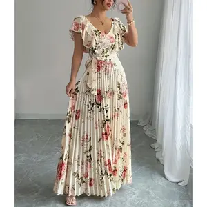 Women's Elegant V-Neck Printed Pencil Dress Casual Fabric chelley qipao dress summer outfits dress sundress Flower Polyester bodycon dress outfits teacher sundress birthday dress