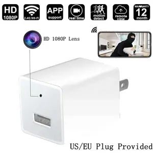 WIFI Mini USB Charger Camera HD 1080P with Night Vision Motion Detection & Real-time Audio Video Recording US/EU Plug Provided