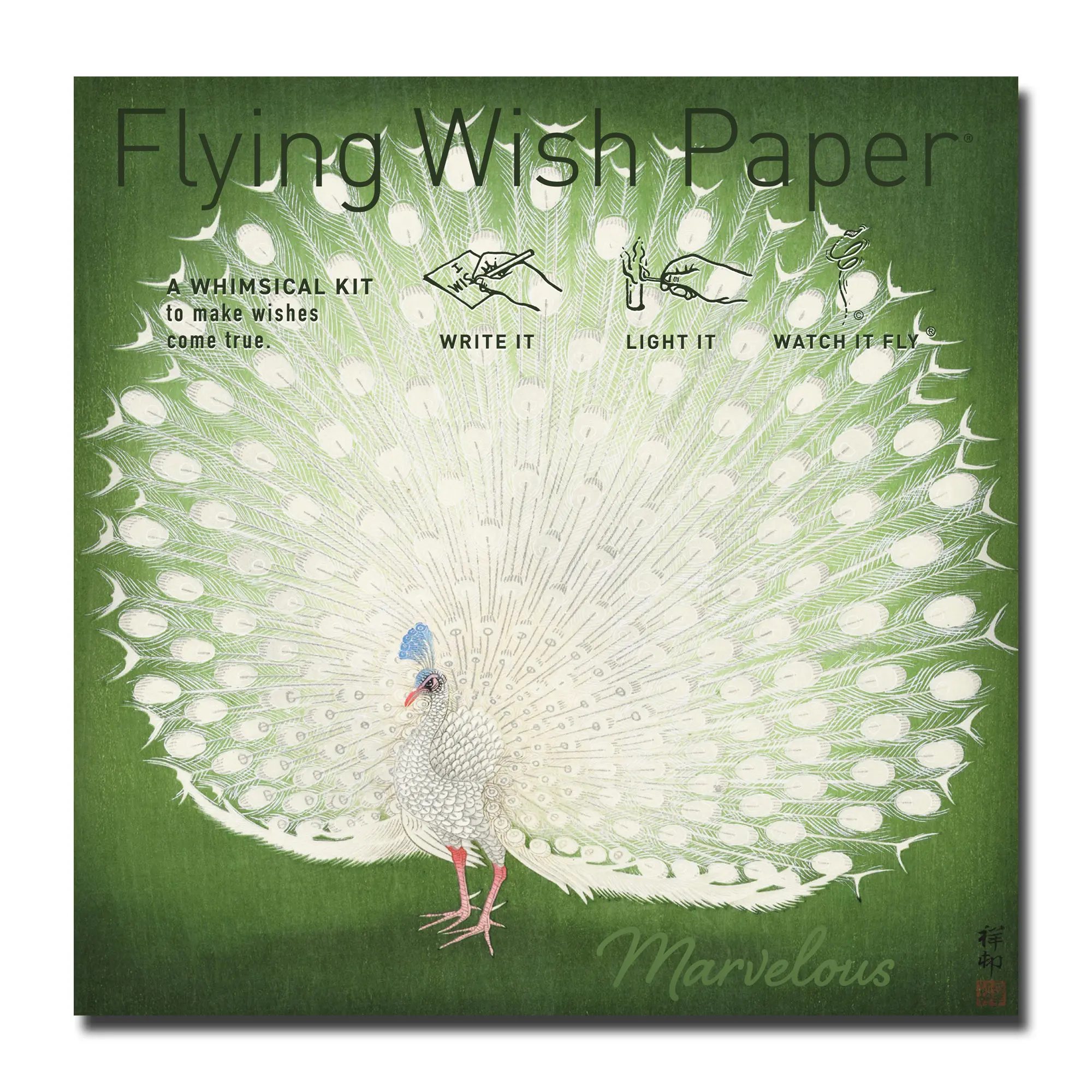PEACOCK Flying Wish Paper - Manifestation Wishes That Show Your True Colors | Interactive Magic Ritual Kit with Wish Writing Paper Sheets, Launch Platforms & Gold Pencil – Indoor Activity for Confidence Boost, Personal Growth & Celebrations