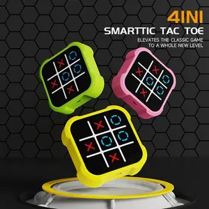 4-in-1 Electronic Tic Tac Toe Game, Portable Handheld Puzzle Game Console, Educational Strategy Travel Board Game for Kids & Adults