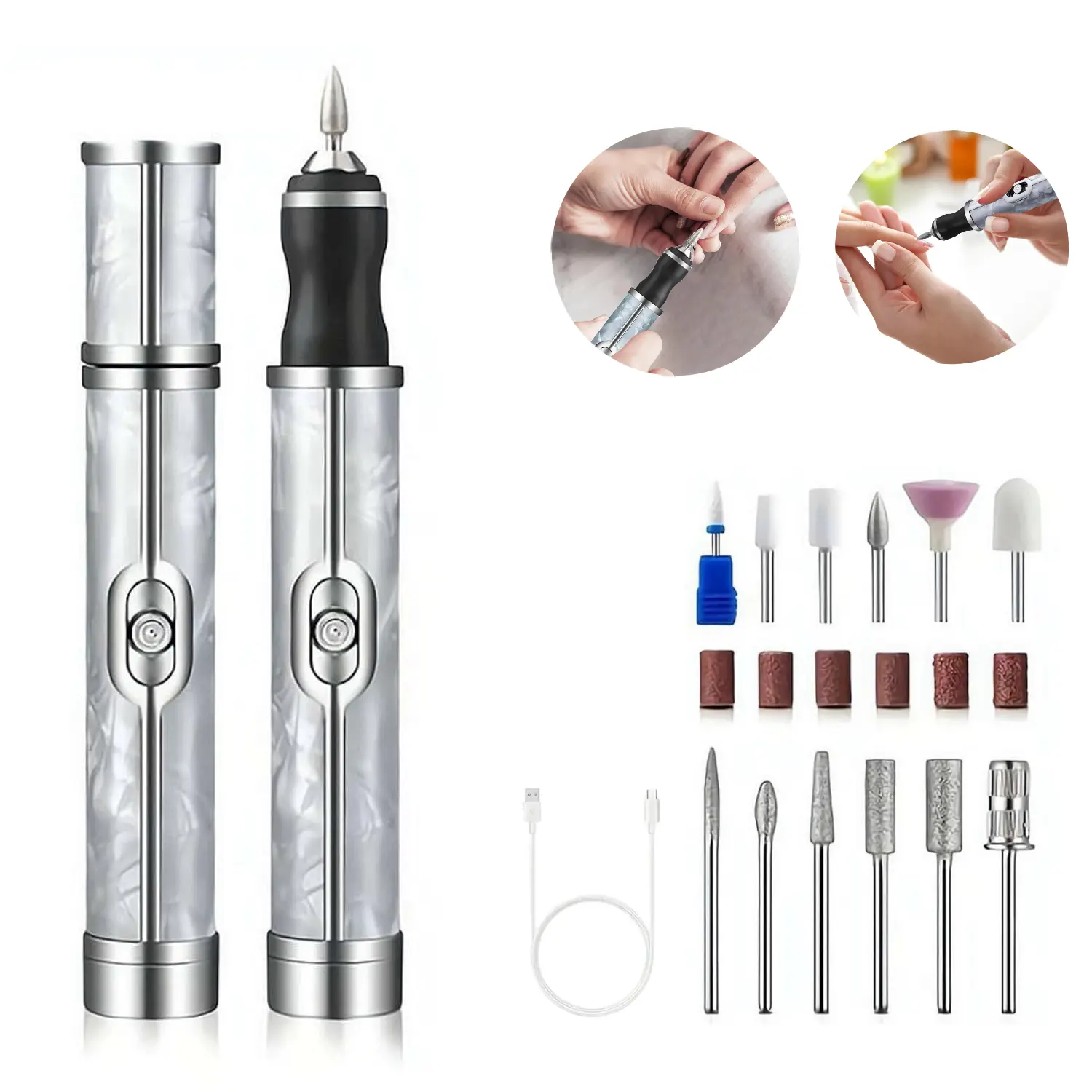 Cordless Electric Nail Drill,   Nail File Kit with 18 Nail Drill Bits,   Portable Manicure Pedicure Tool   for Nail Care, Manicure Polishing, Shaping & Gel Removal at Home for Beginners