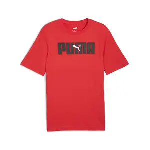 PUMA Mens Essentials Logo Lab Crew Neck Short Sleeve Casual Tops Casual - Red