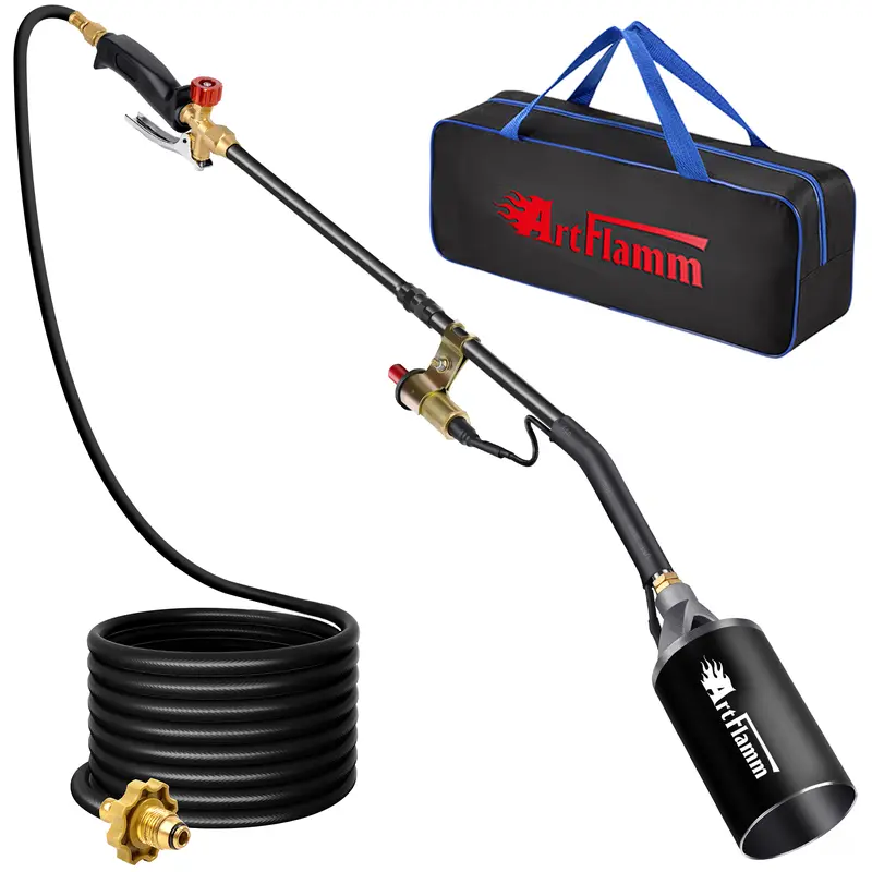 Portable Propane Torch Burner with Storage Bag, High Output BTU Blow Torch with 10FT Hose, Flame Weeder with Igniter for Garden Roofing Springtok Outdoor fathersdaygift