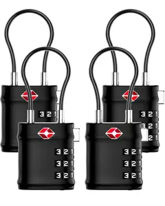 LUGGEX 4 Pcs TSA Locks for Luggage, 3 Digit Combination, Travel Lock for Suitcase, Backpack, Gym & Student Lockers, Ease of Use & Durable TSA-Lite