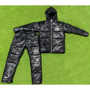 H&N's Puffer's Suit Jacket Menswear Set Clothing Embroidered Pockets Tapered Big