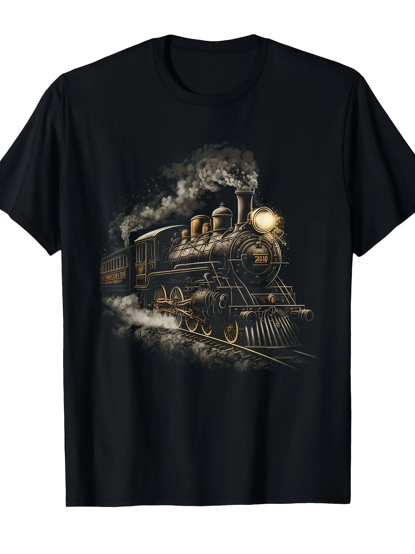 Vintage Locomotive Model Railroad Train T-Shirt - unisex soft cotton short sleeve t shirt, vintage graphic casual tee for men women teens, perfect birthday holiday gift for camping travel gym daily street casual wear