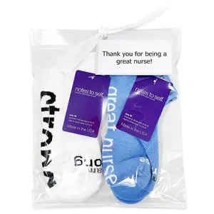 For a Great Nurse, 2-pair gift bag: blue I am a great nurse socks + white I am strong socks